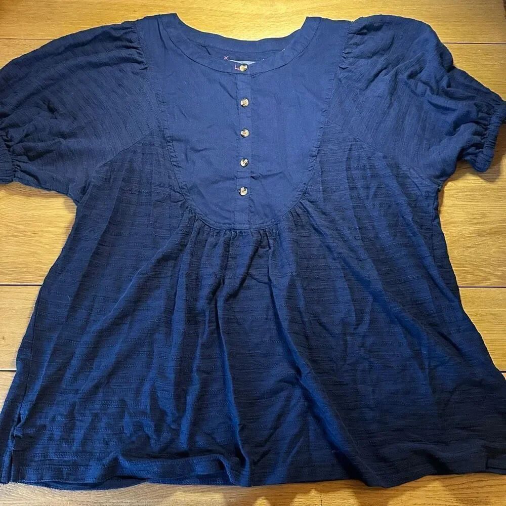 Anthropologie baby doll blouse navy large